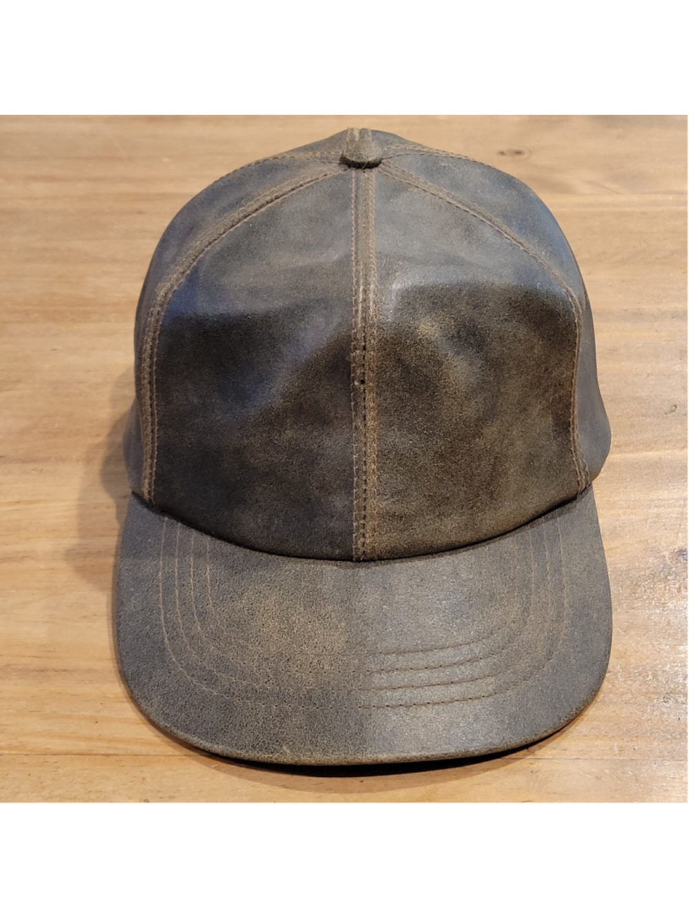 Vtg Cabela's Genuine Leather Hunting Hat Cap Strapback Made in USA Brown Sidney